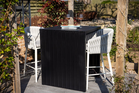 Seatherny 4 Seater Aluminum Bar set with Rope Weave Stools