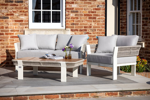 Seatherny Rope Weave 2 Seat Sofa Set with Rectangular Coffee Table