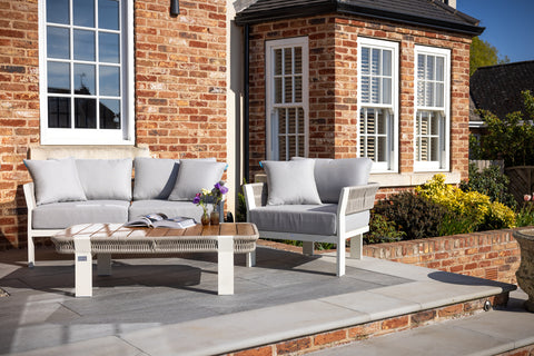 Seatherny Rope Weave 2 Seat Sofa Set with Rectangular Coffee Table