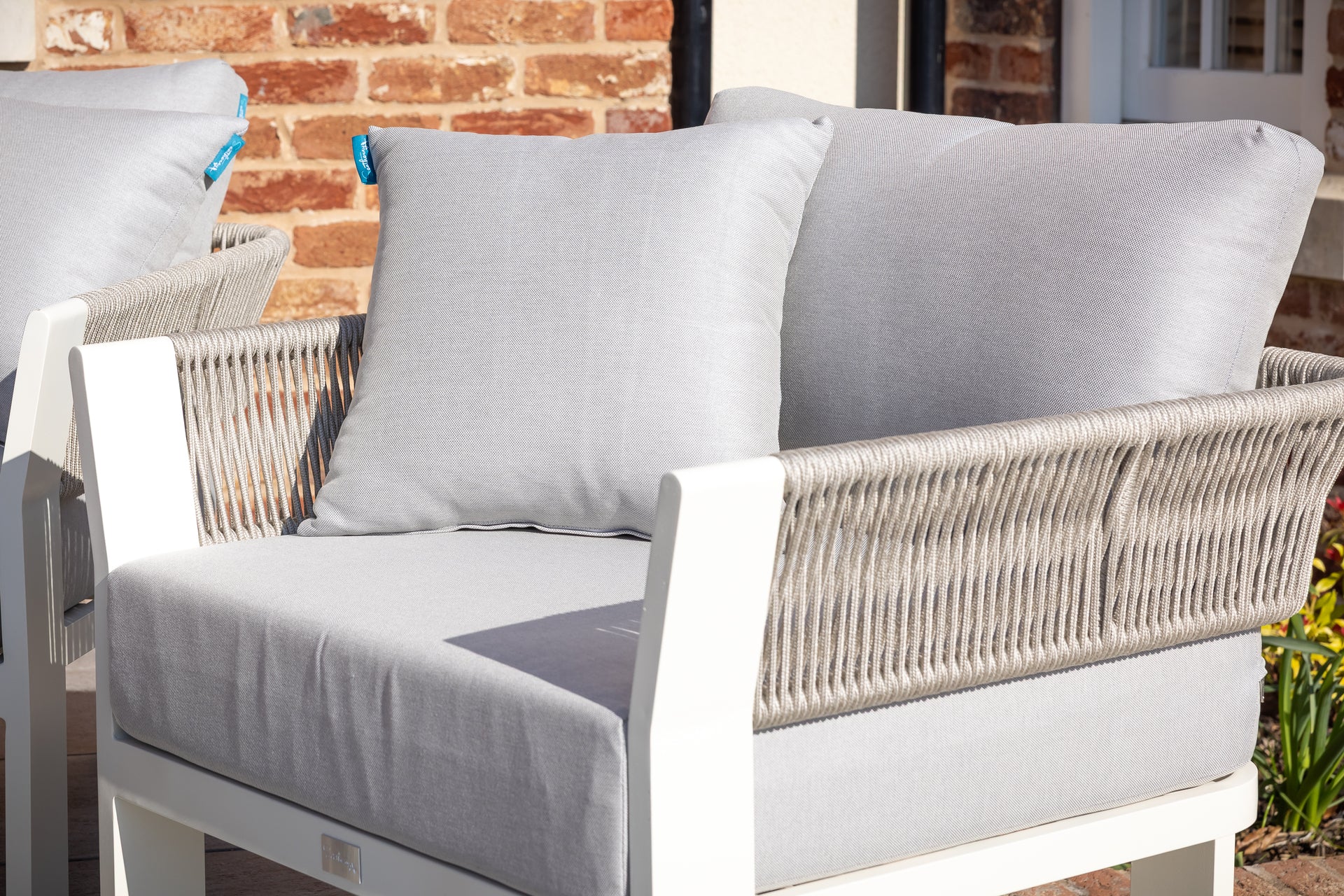 Seatherny Rope Weave 2 Seat Sofa Set with Rectangular Coffee Table