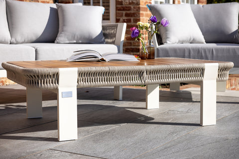 Seatherny Rope Weave 2 Seat Sofa Set with Rectangular Coffee Table