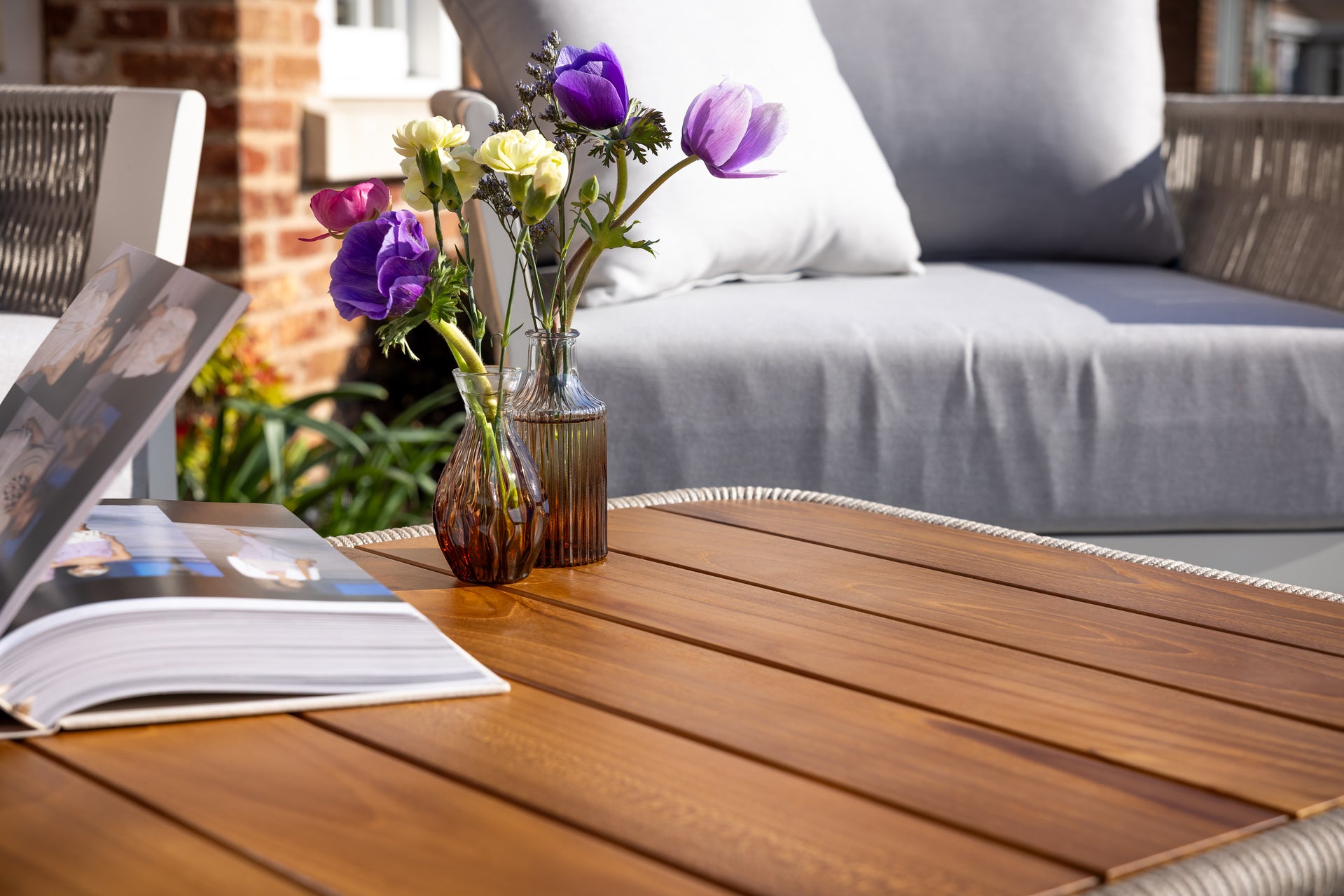 Seatherny Rope Weave 2 Seat Sofa Set with Rectangular Coffee Table