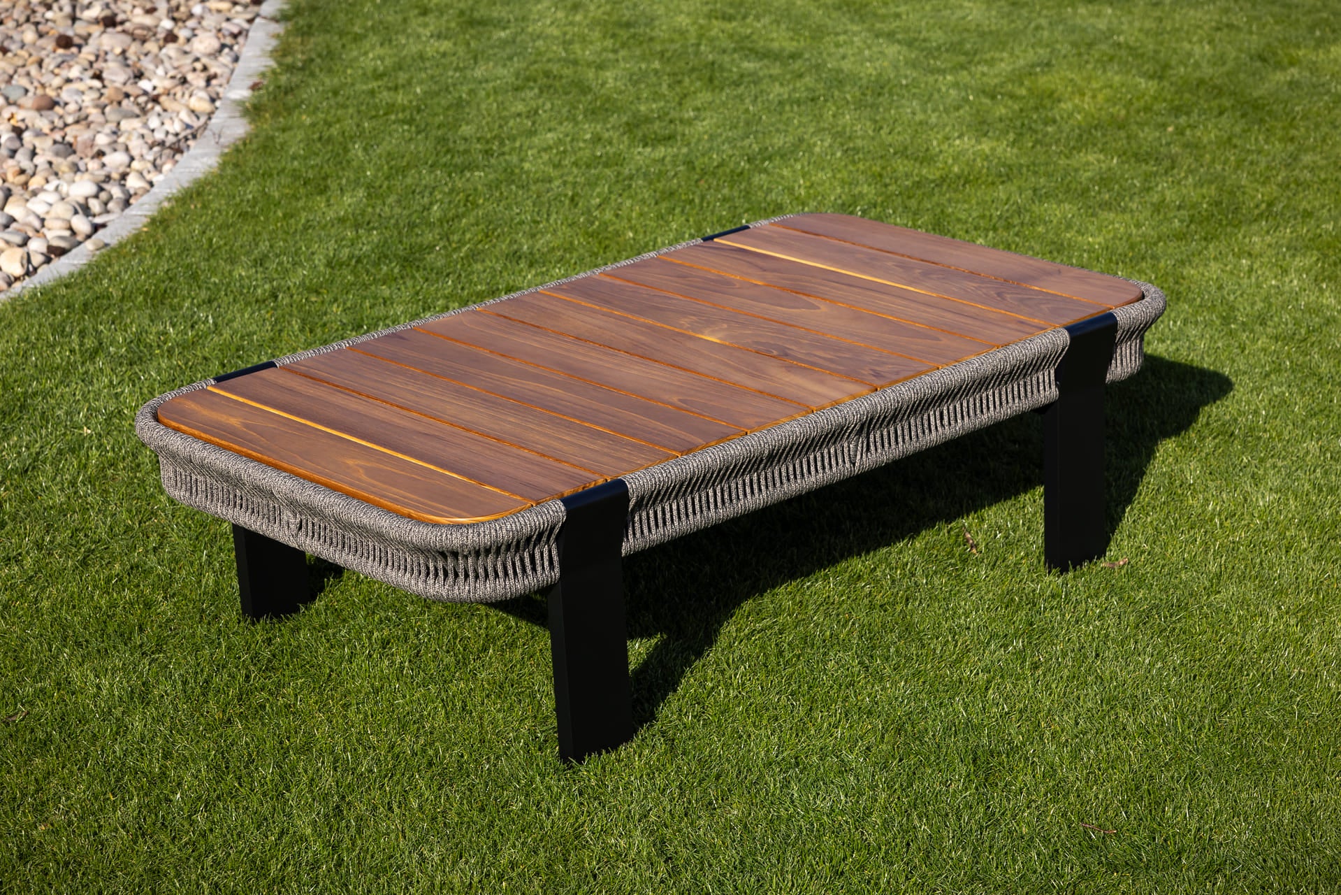 Seatherny Rope Weave 2 Seat Sofa Set with Rectangular Coffee Table