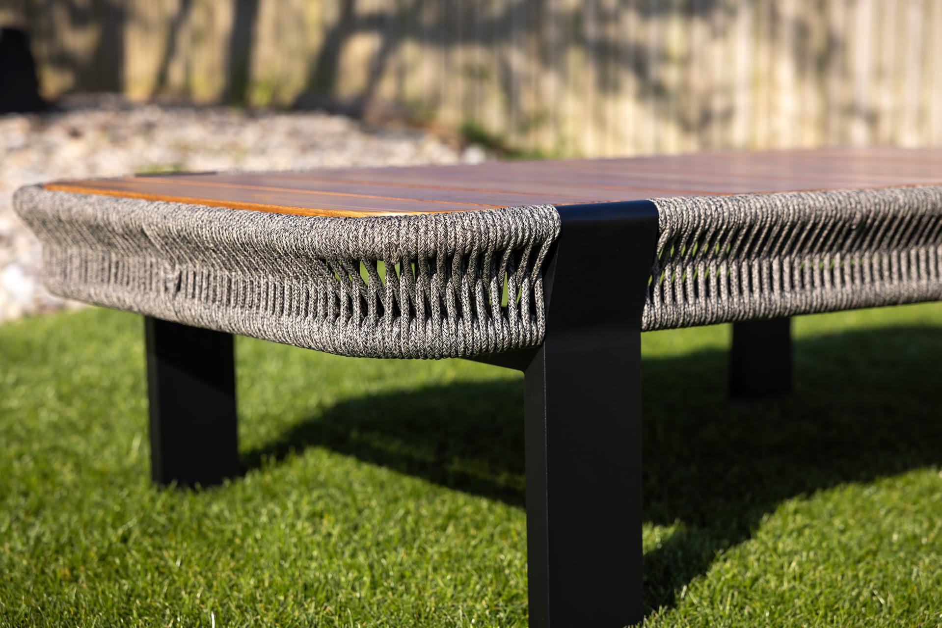 Seatherny Rope Weave 2 Seat Sofa Set with Rectangular Coffee Table