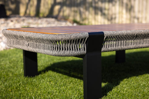 Seatherny Rope Weave 2 Seat Sofa Set with Rectangular Coffee Table