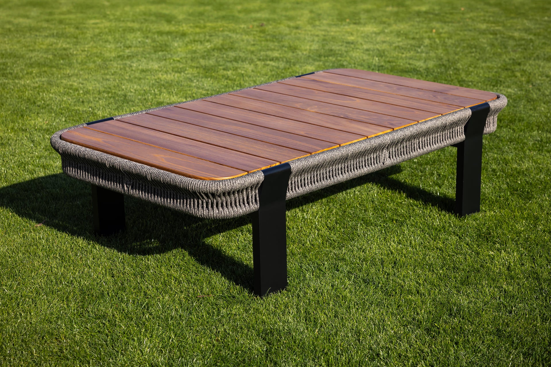 Seatherny Rope Weave 2 Seat Sofa Set with Rectangular Coffee Table