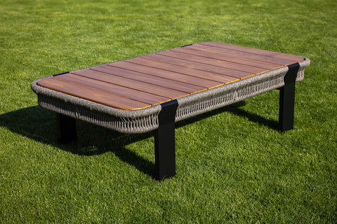 Seatherny Rope Weave 2 Seat Sofa Set with Rectangular Coffee Table