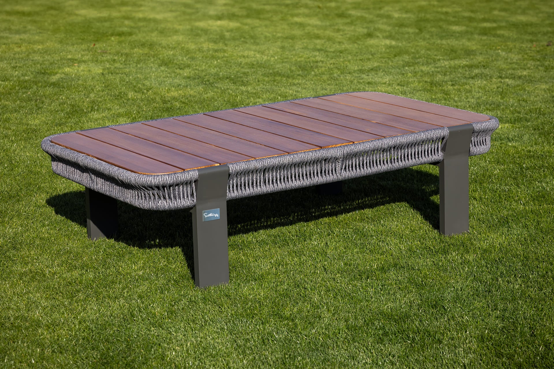 Seatherny Rope Weave 2 Seat Sofa Set with Rectangular Coffee Table