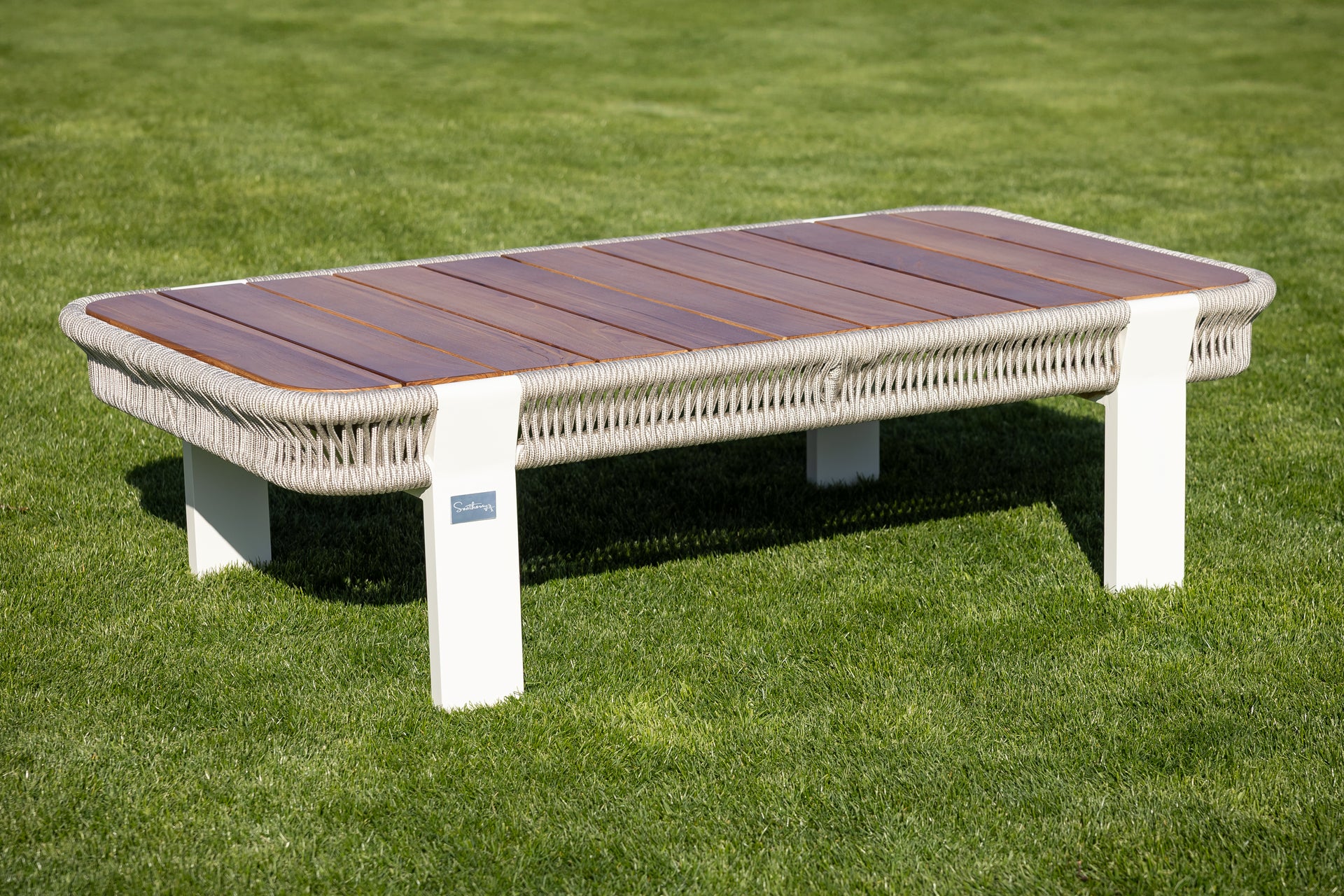 Seatherny Rope Weave 2 Seat Sofa Set with Rectangular Coffee Table