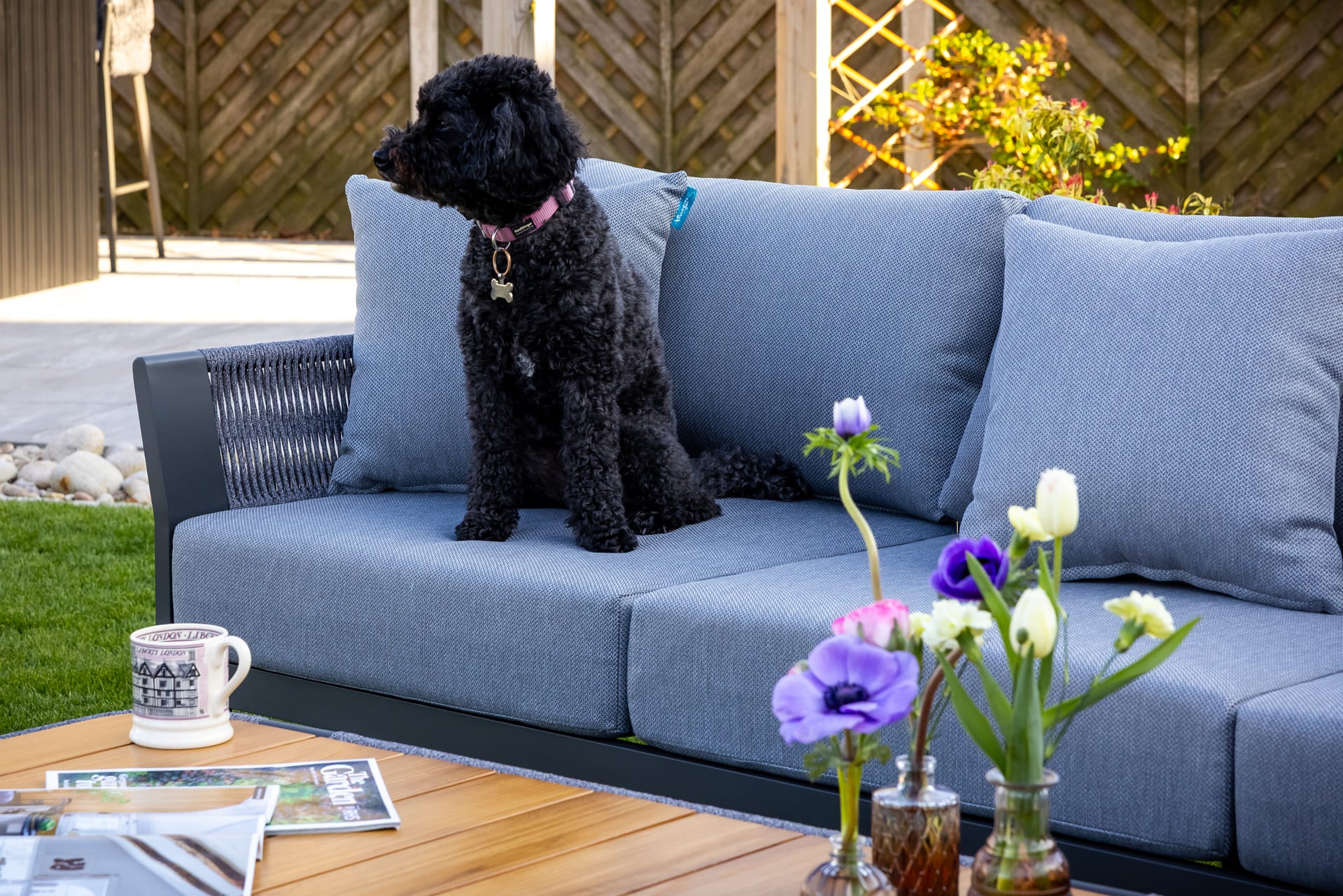 Seatherny Rope Weave 3 Seat Sofa Set with Rectangular Coffee Table