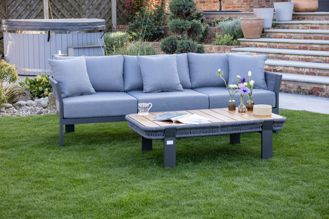 Seatherny Rope Weave 3 Seat Sofa Set with Rectangular Coffee Table