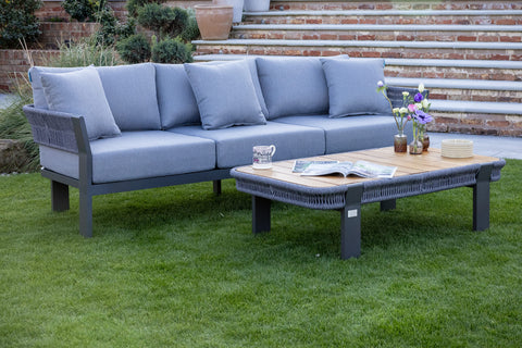 Seatherny Rope Weave 3 Seat Sofa Set with Rectangular Coffee Table