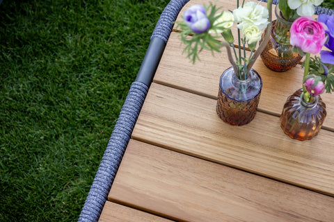 Seatherny Rope Weave 3 Seat Sofa Set with Rectangular Coffee Table