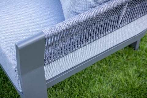 Seatherny Rope Weave 3 Seat Sofa Set with Rectangular Coffee Table