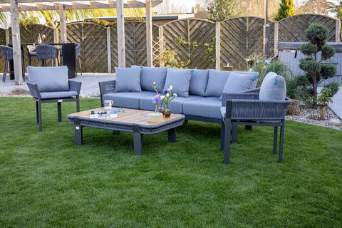 Seatherny Rope Weave 3 Seat Sofa Set with Rectangular Coffee Table