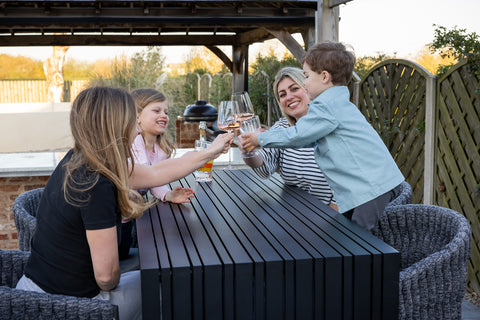 6-Seater Ceramic Dining Set with Extendable Outdoor Table