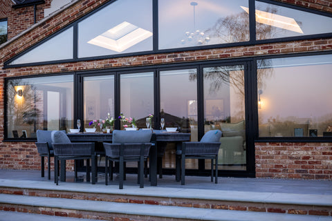 Seatherny 6 Seat Dining Set Rope Weave with Teak Wood Table Top